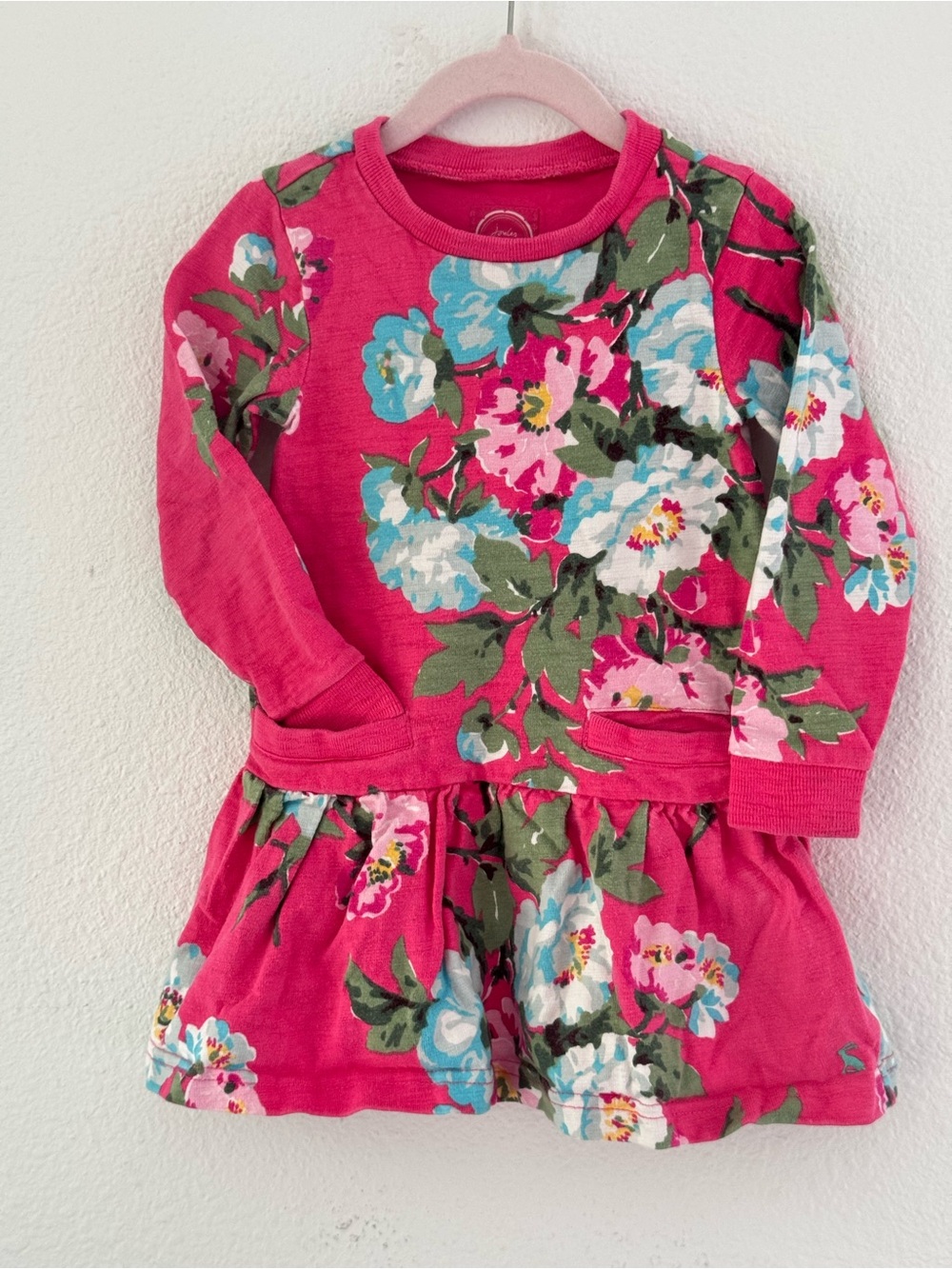 Joules Sweatshirt Dress Pink Floral Ruffle Flounce Winter School 3Y